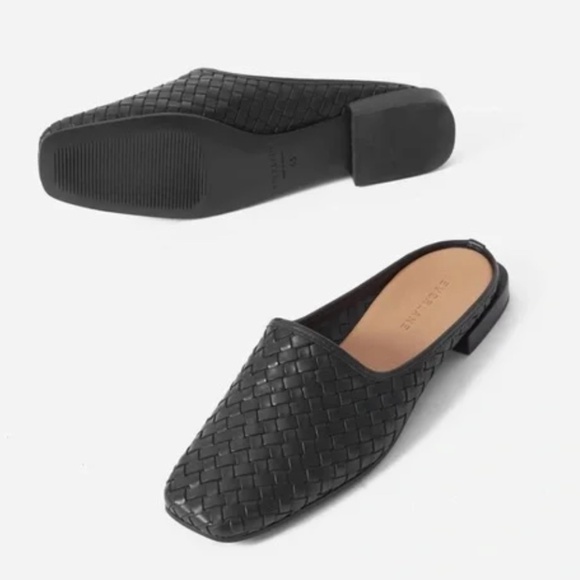 Everlane Black Woven Leather Slip On Mules Size 9.5 - Picture 13 of 13
